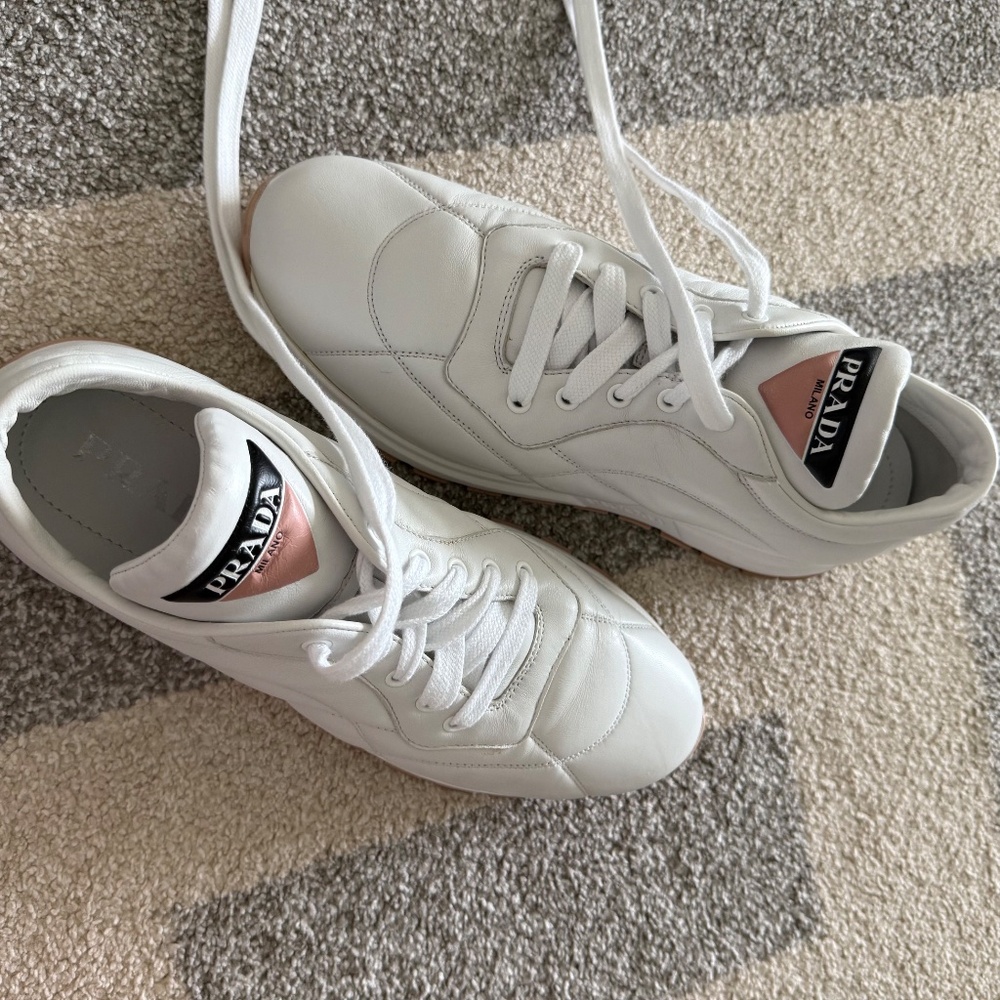 Women's Slightly Used Leather Prada Sneakers - Picture 12 of 14